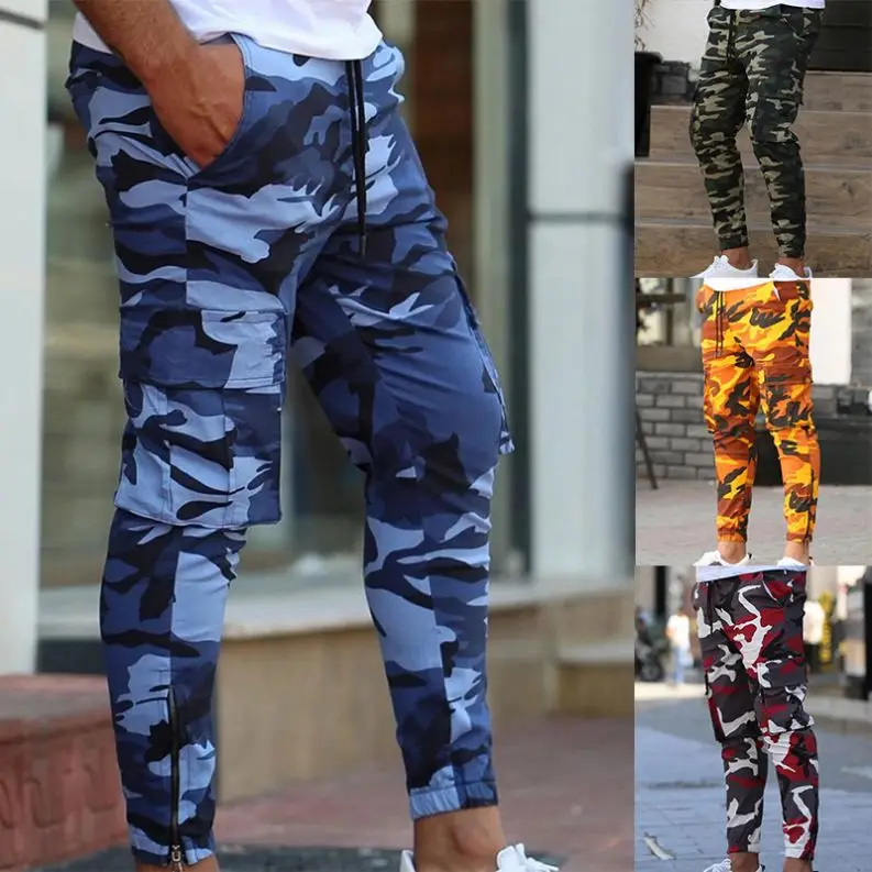 

fashion camo print track jogging pants quick dry gym men camouflage cargo pants, Custom color