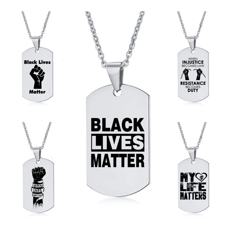 

BLACK LIVES MATTER l Can't Breathe Stainless Steel Custom Engraved Statement Dog Tags Mens Necklaces for Women