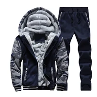 

Winter men large cap zipper jacket with pants xxxxl plus size men's fleece sportswear mens camouflage hoodies 2019