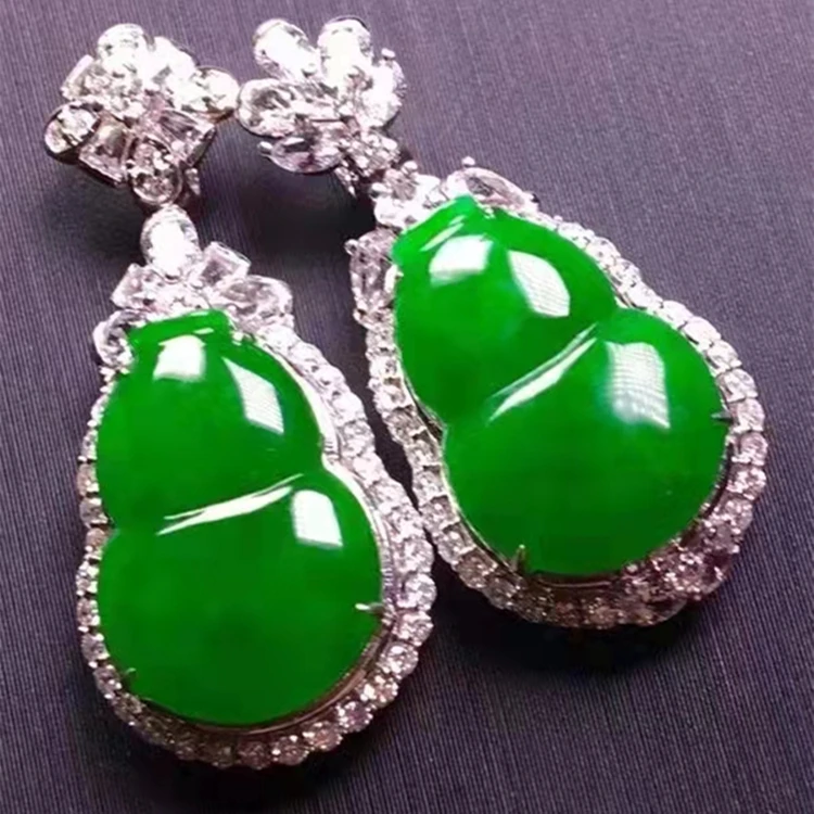 

SGARIT Jades Jewelry customized18k white gold natural jade earrings engagement wedding earrings women and men