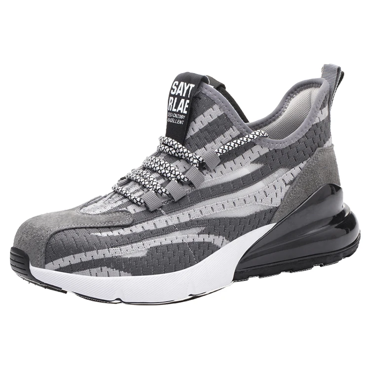 

fashion lightweight running steel toe sneaker casual breathable safety men footwear shoes women's casual shoes, Black,grey