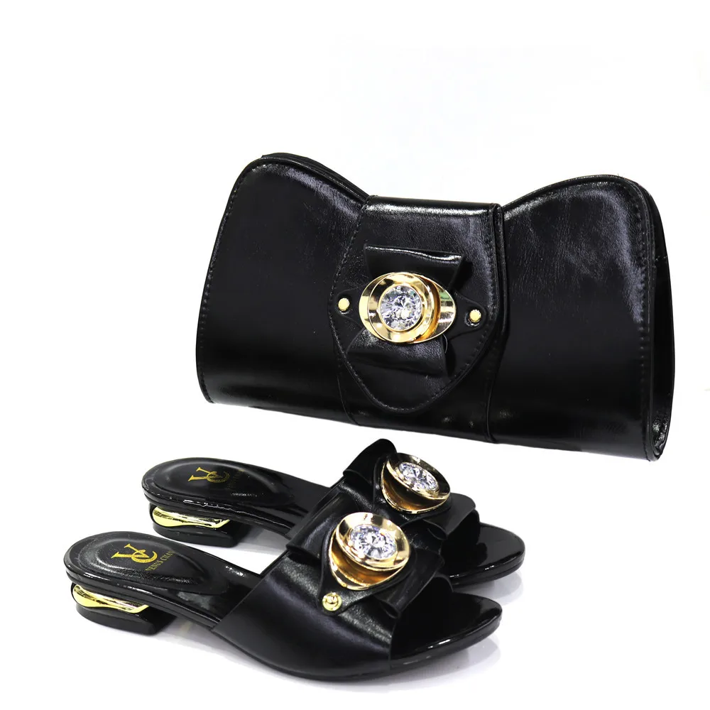 

Beautifical Hot sale Shoes match bags set stones cheaper Slipper set bags ZX22