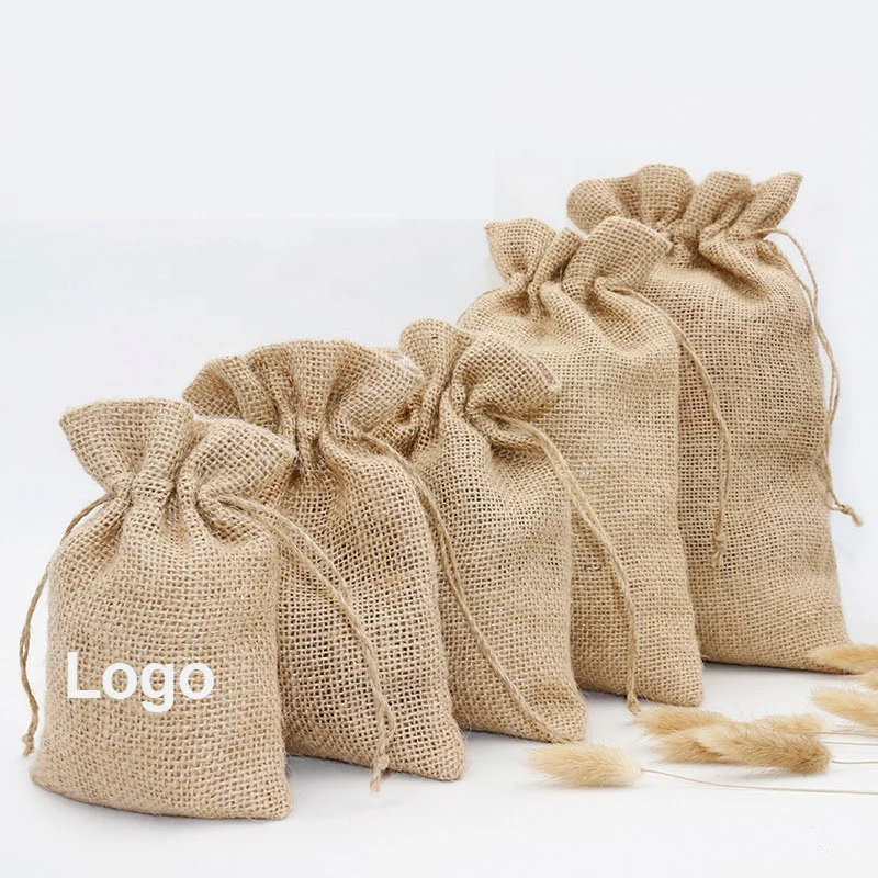 

Manufacturers Custom Natural Burlap Drawstring Coffee Beans Small Gfit Packaging Drawstring Jute Bag