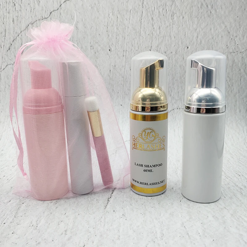 

Wholesale Eyelash Shampoo Rich Foam Cleanser 60Ml Rose Golden Pump Shampoo For Eyelash