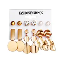 

Fashion Jewelry Wholesale Irregular Geometric Hoop Earrings Big Circle Pearl Multiple Stud Earrings Set