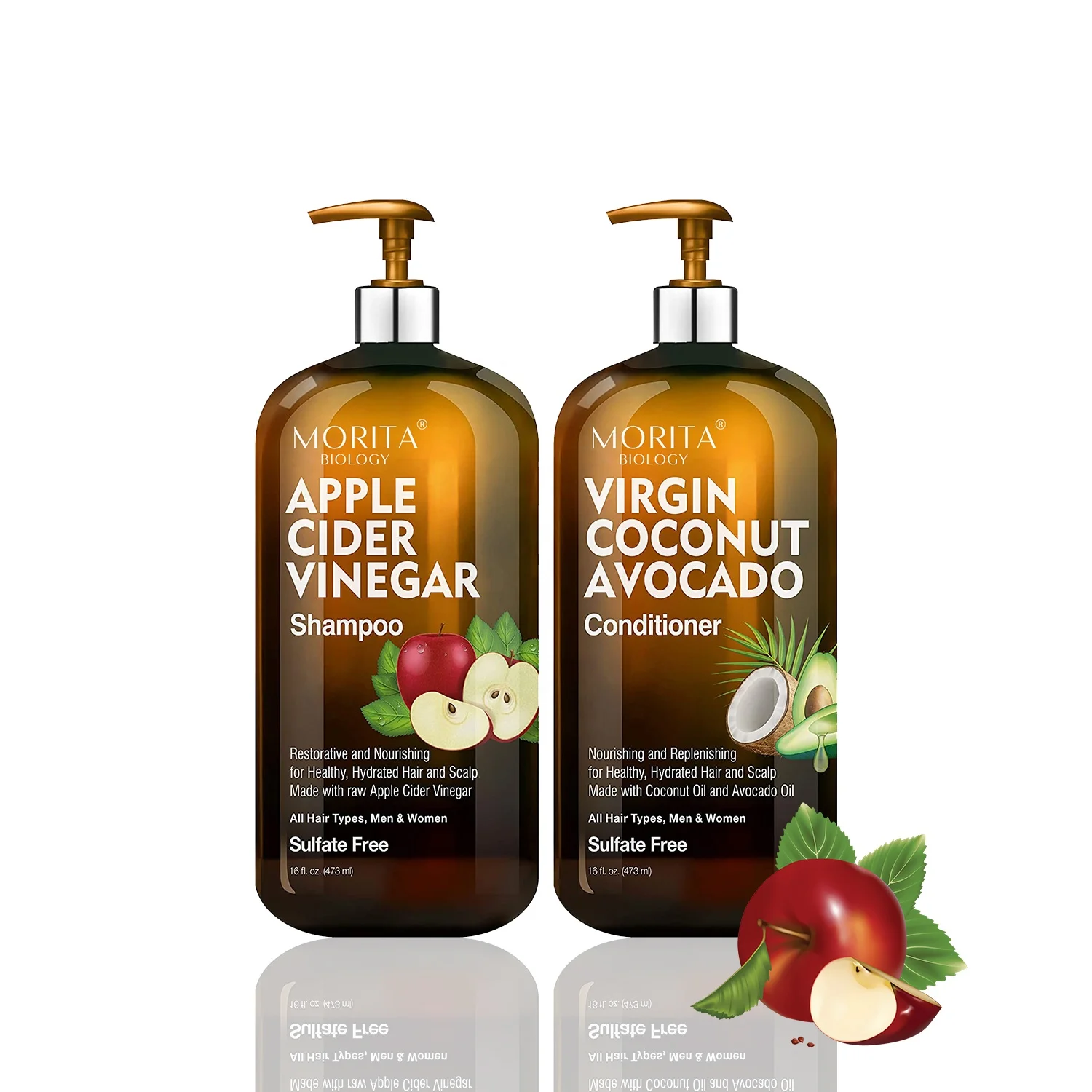 

OEM Apple Cider Vinegar Shampoo Virgin Coconut Oil Avocado Conditioner Korea Growing Hair Shampoo and Conditioner Private label