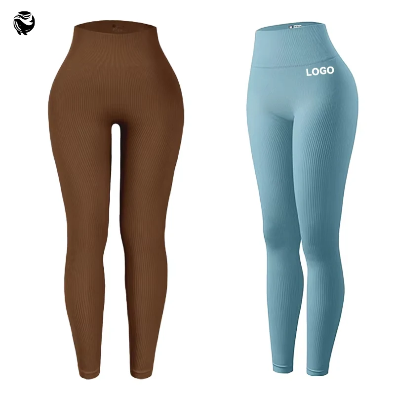 High Waisted Ribbed Compression Yoga Pants