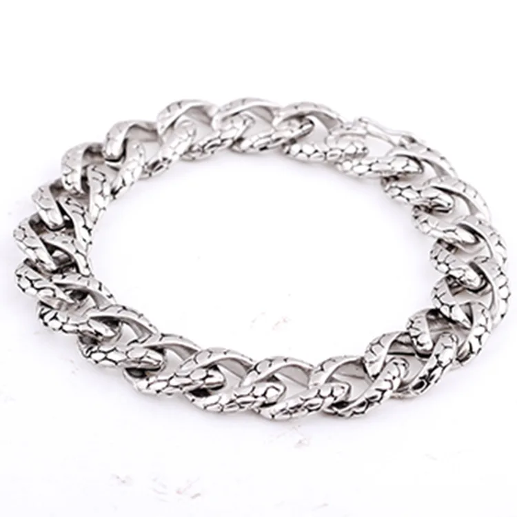 

Retro style personalized men's jewelry stainless steel snake grain twisted bracelet for men