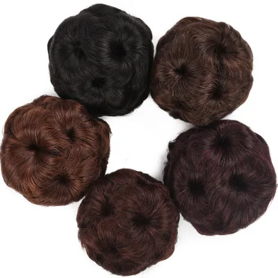 

N1307 6 Colors Nine Nun Buns Bridal Gown Bud Wig Hair Accessories Headwear High Temperature Silk Wig Chignon