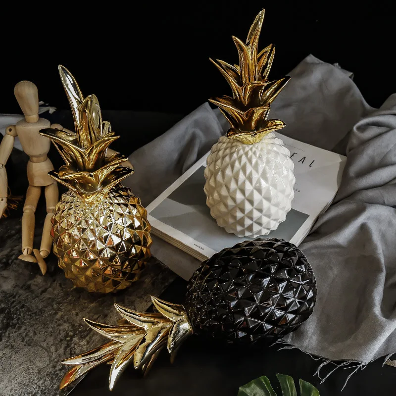 

Nordic Light Luxury Resin Pineapple Golden Creative Home Living Room Porch Model Room Soft Decoration Wedding Gift, As photo