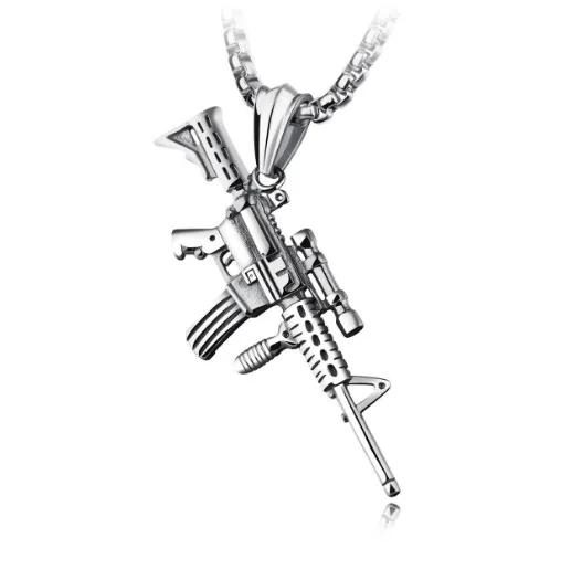 

VRIUA Punk Hip-Hop Women Men Gun Shape Pendant Chain Necklace Creative Necklaces Jewelry