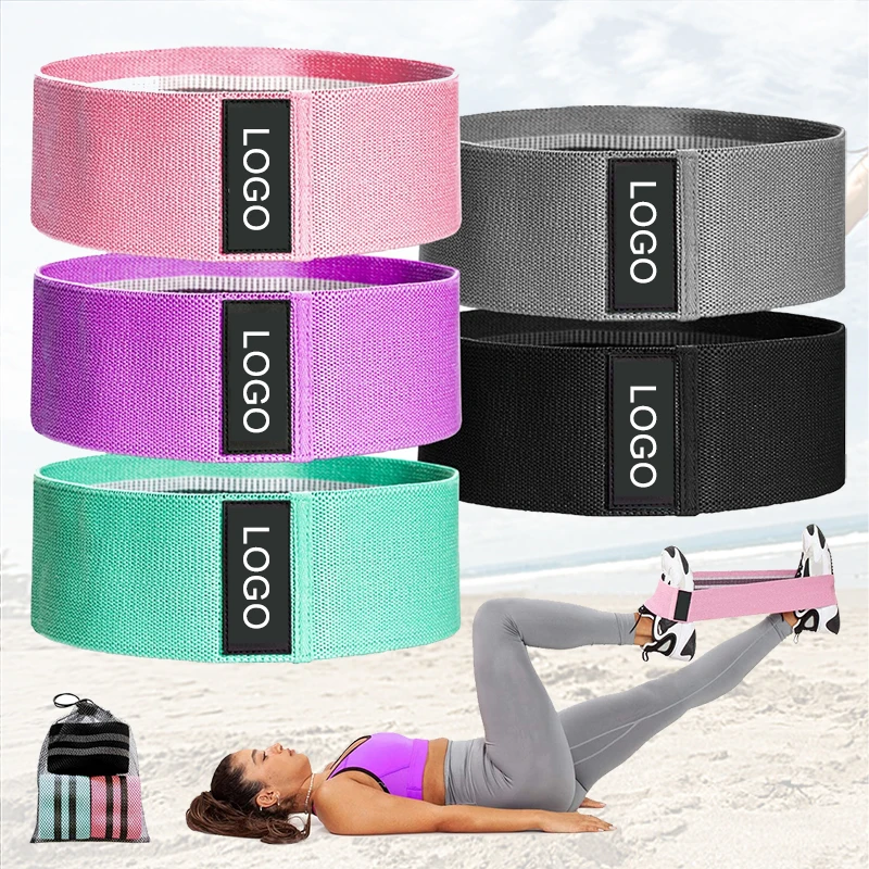 

A One Low MOQ 2021 Custom Heavy Duty Gym Elastic Fitness Strength Yoga Band Fabric Hip Booty Resistance Bands, Accept custom color