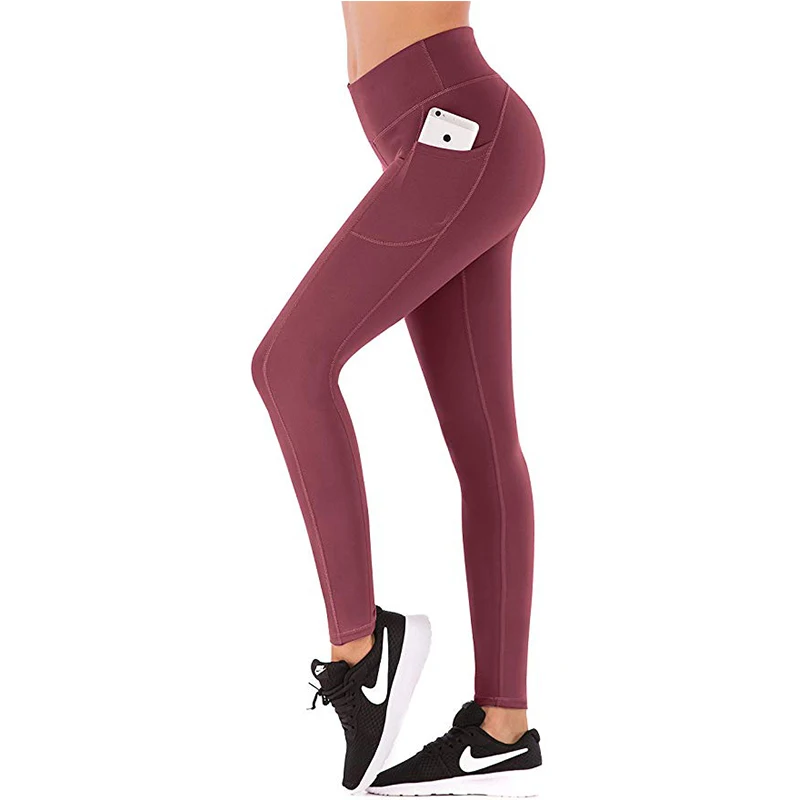 

Hot selling high quality fitness leggings high waist gym moisture wicking women yoga pants work out with pocket, Oem