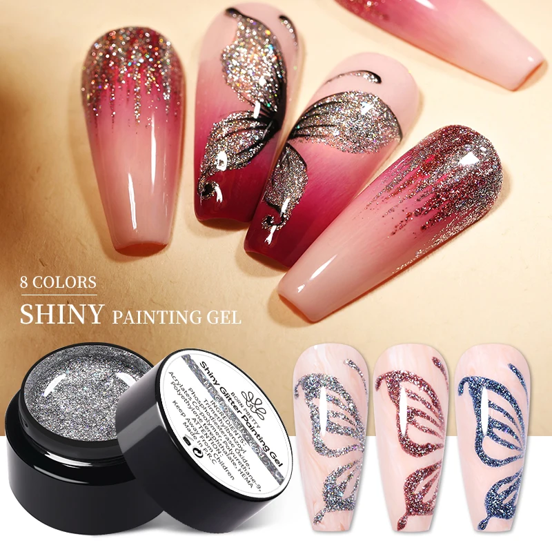 

BORN PRETTY Super Shiny Gold Silver Metal Chrome Effect Gel Paint Nail Art Glitter Platinum Painting Gel Polish