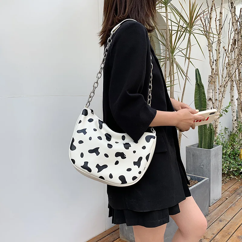 

Simple Cow Print Pu Leather Lady Underarm Bag Crossbody Bag Large Capacity Sling Bags Women Handbags, As picture