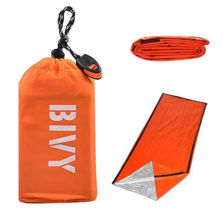 

Waterproof life 2 Person Emergency blanket tents mat outdoor camping Sleeping Bag, Orange, silver