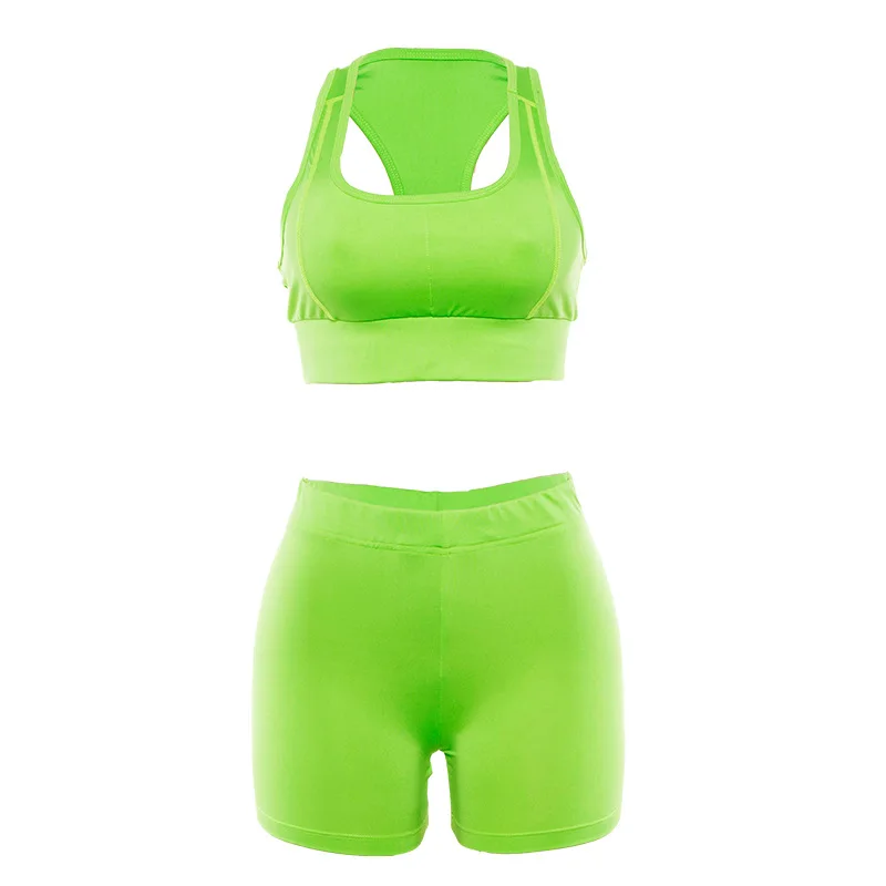 

Women's two-piece quick-drying bra and shorts fluorescent Color yoga set fitness yoga wear, Customized colors