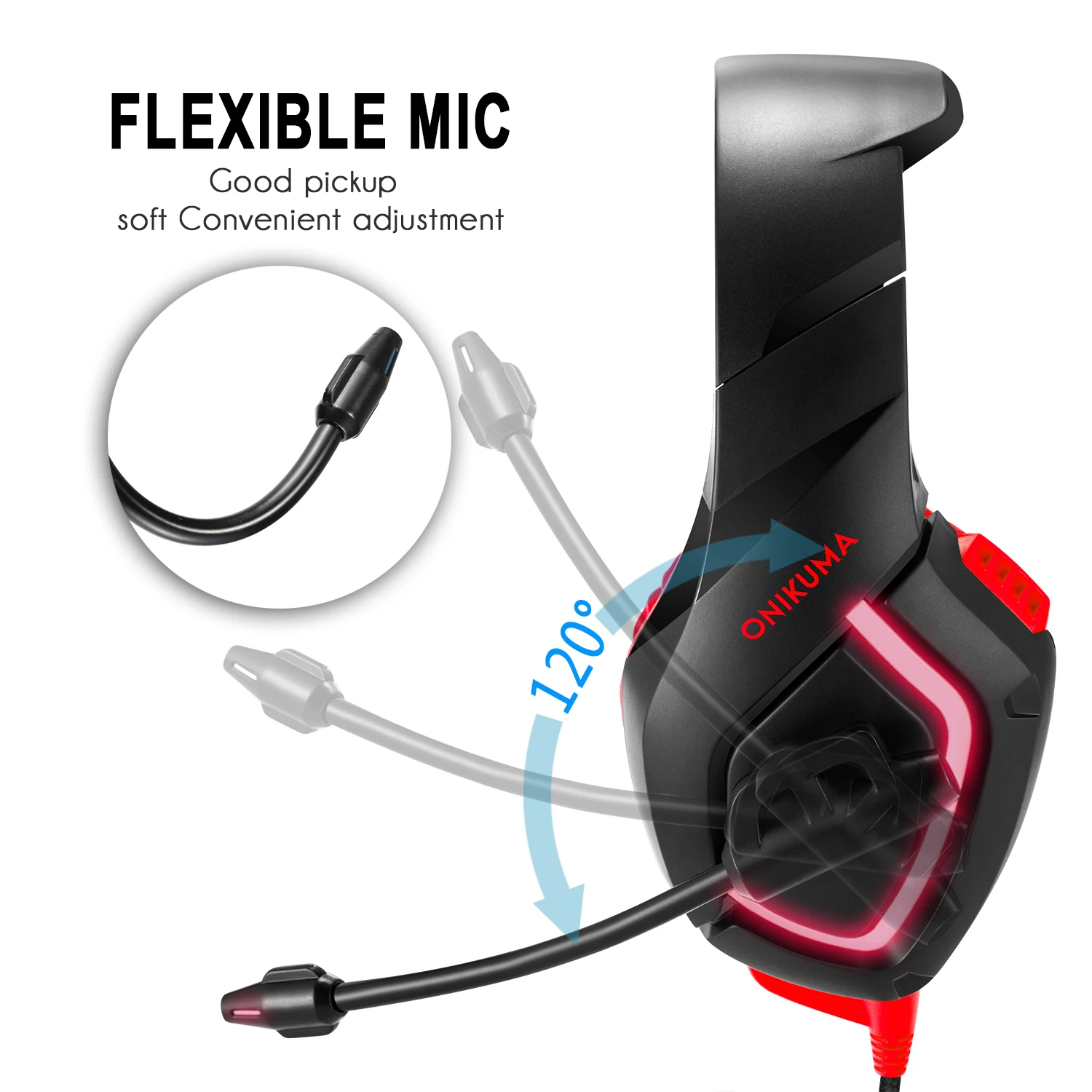 

Onikuma K1-B 3.5mm Stereo Surround Sound Noise Cancelling Gaming Headset with LED Light & Microphones Gaming Headphones