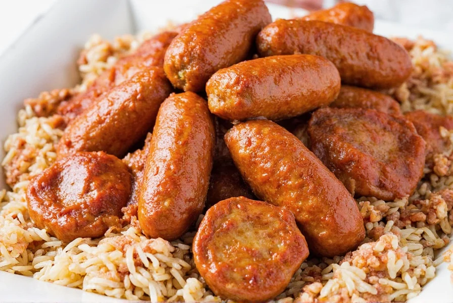 Italian sausage served with creamy polenta