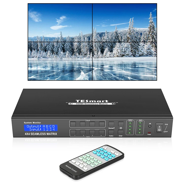 

2X2 Video wall 4x4 HDMI Seamless Matrix Switcher Up to 4K