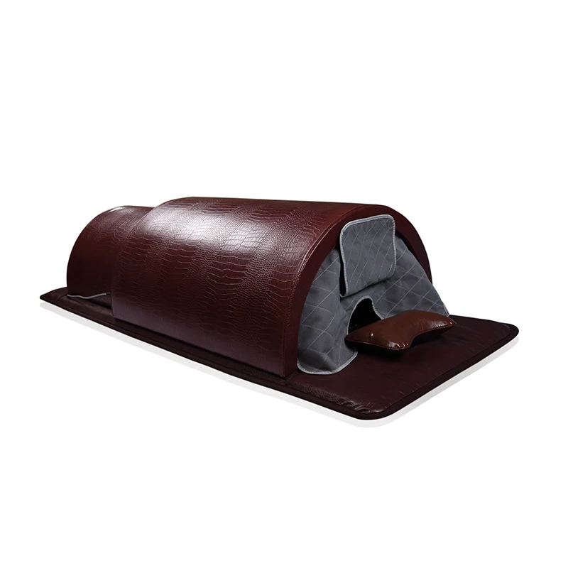 

New Professional Maximum Tem Infrared Personal Sauna Dome for Spas and Home Detoxification Pain Management Fat Burning, Brown&silver&golden