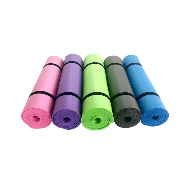 

Gym Exercise Custom logo 10MM Eco-friendly NBR Non-toxic PVC Exercise Light Weight Washable Yoga Mat With Carrying Strap, Customized color