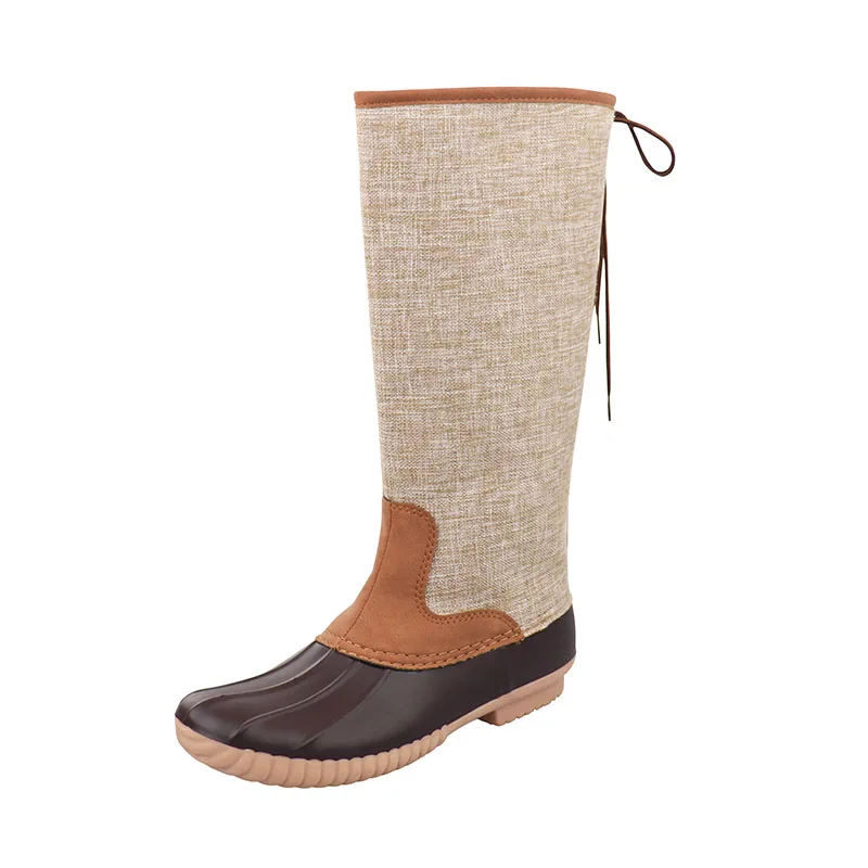 

Ladies Zipper Up Waterproof Duck Boots Personalized Hemp Tall Duck Boots For Women, As pic show