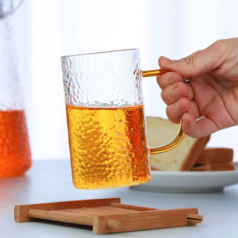 

shoutao customized Japanese-style Hammer Pattern Glass Drinking Cup Coffee Mug Juice Drink Cup