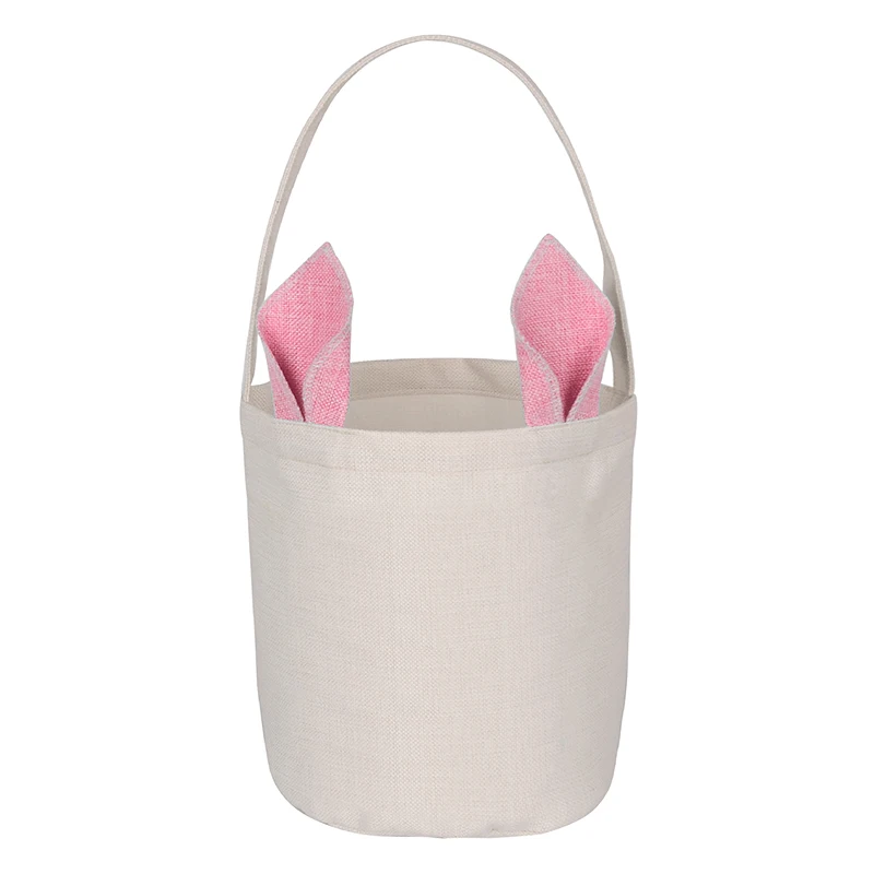 

2024 Easter Sublimation Tote Basket Eggs Bag Pink Bunny Ears