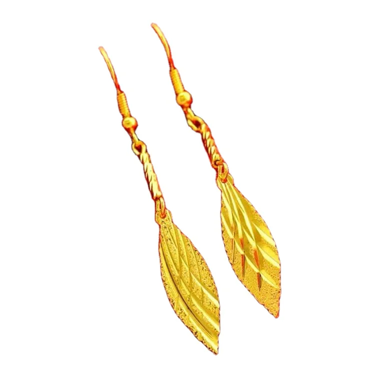 

Gold Plated Flower Leaf Earrings Euro Coin Leaf Earrings Exquisite Craftsmanship Gold Ladies Jewelry