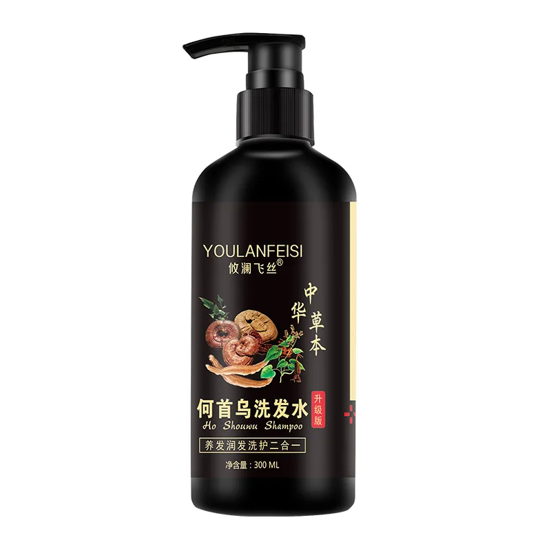

300ml OEM Private Logo Shou Wu Liquid Shampoo Moisturizing Anti Loss Polygonum Natural Herbal Formula Hair Care Conditioner