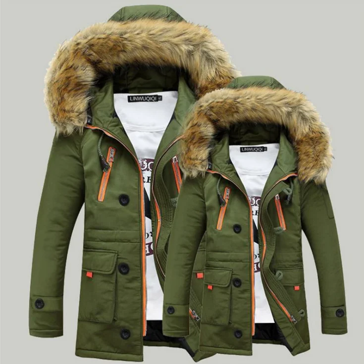 

2022 In Stock Warm Fur-collar Windproof Jacket M to 5XL Parka Cotton Padded Men Winter Parka Jacket High Quality