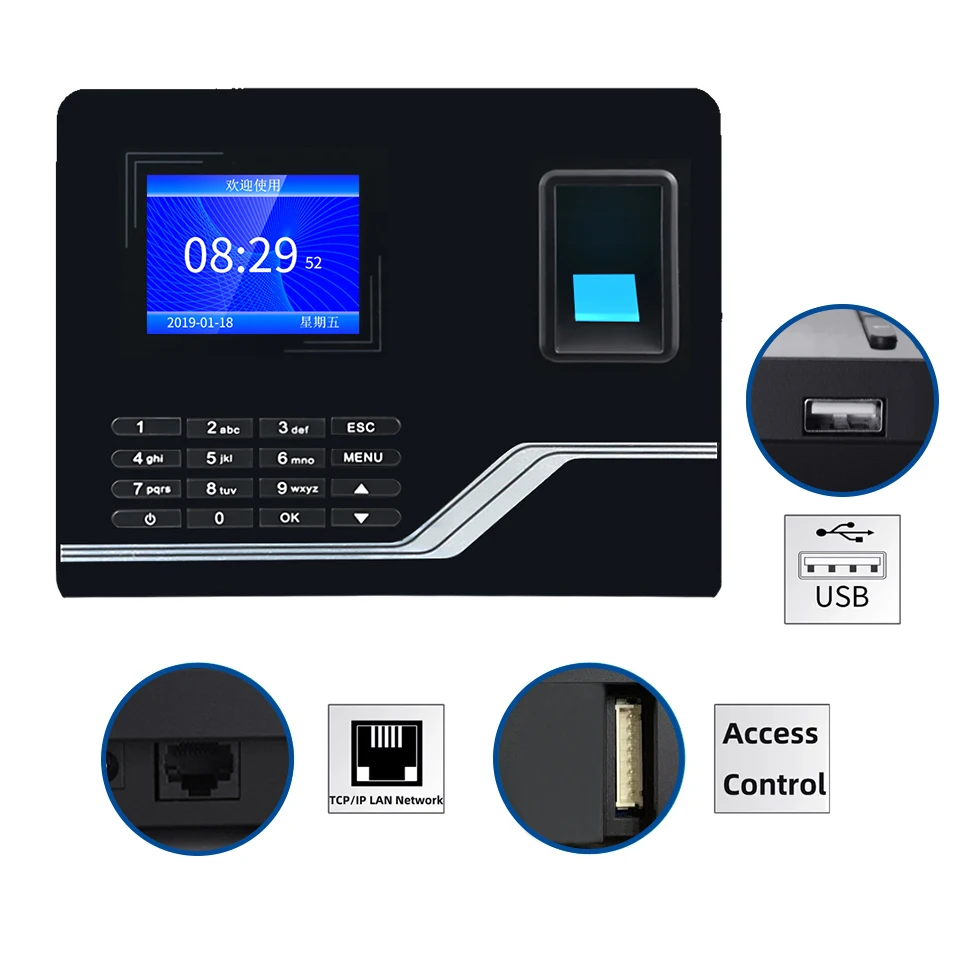 

Network Biometric Fingerprint Time Attendance Machine Employee Checking in Recorder Password Fingerprint Access Control