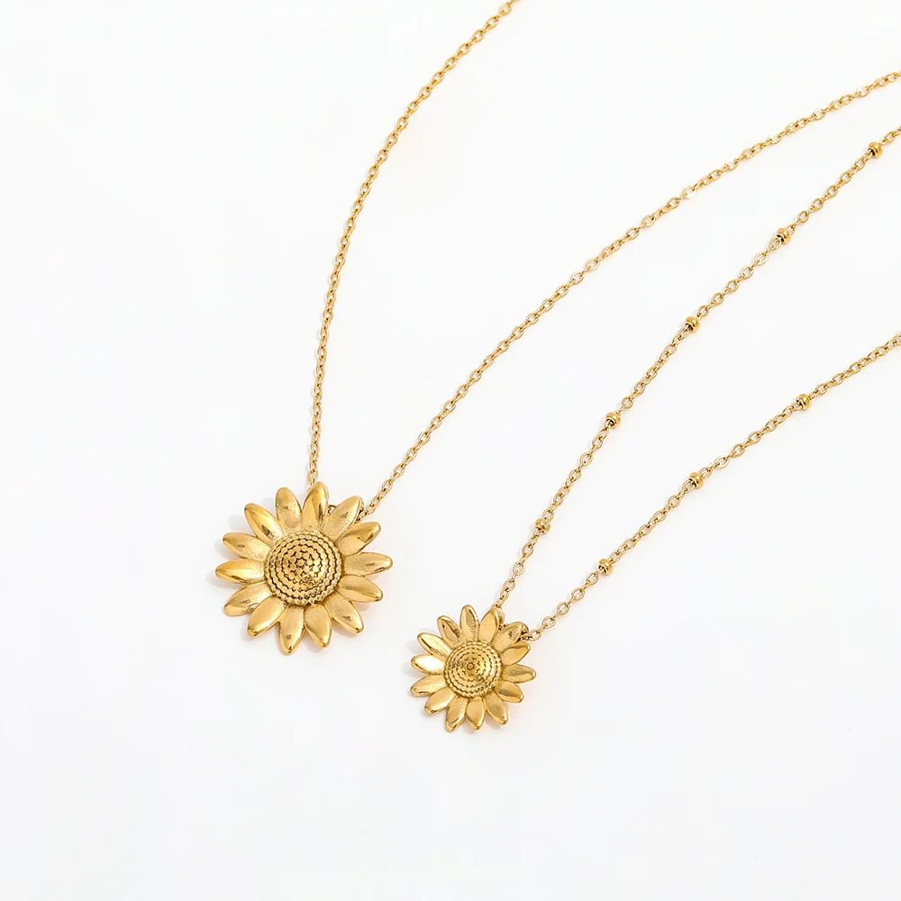 Joolim Jewelry 18K Gold Plated Daisy Sunflower Pendant Necklace Stainless Steel Necklace Tarnish Free Jewelry Wholesale