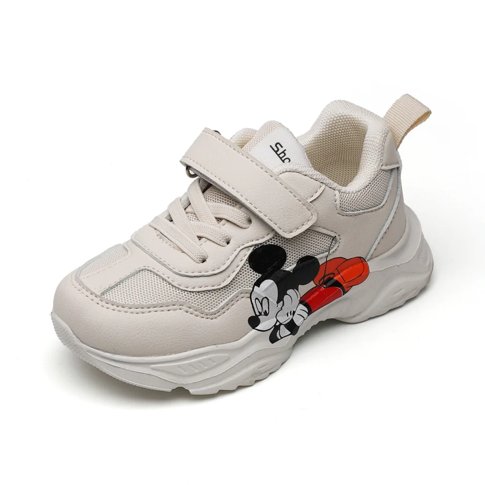 

XIXIBB New spring 2020 running shoes for kids cartoon casual shoes mickey sneakers for boys and girls, Pink beige