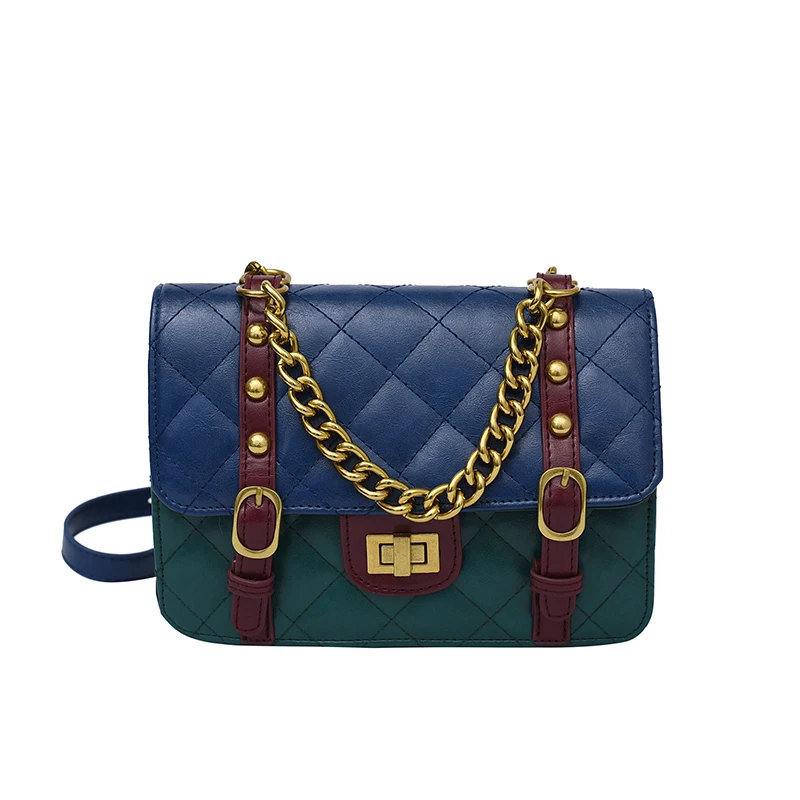 

autumn hot selling fashion luxury bags women handbags ladies retro color matching chains crossbody bag, As showed,or custom