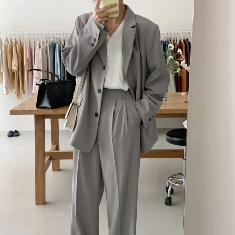 

L26 business suit casual streetwear blazer suits women outfits lady two piece sets blazers femme 2021