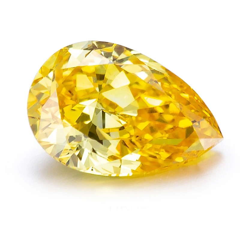 

Messi Jewelry pear shape CVD HPHT vivid intense fancy yellow lab grown diamond