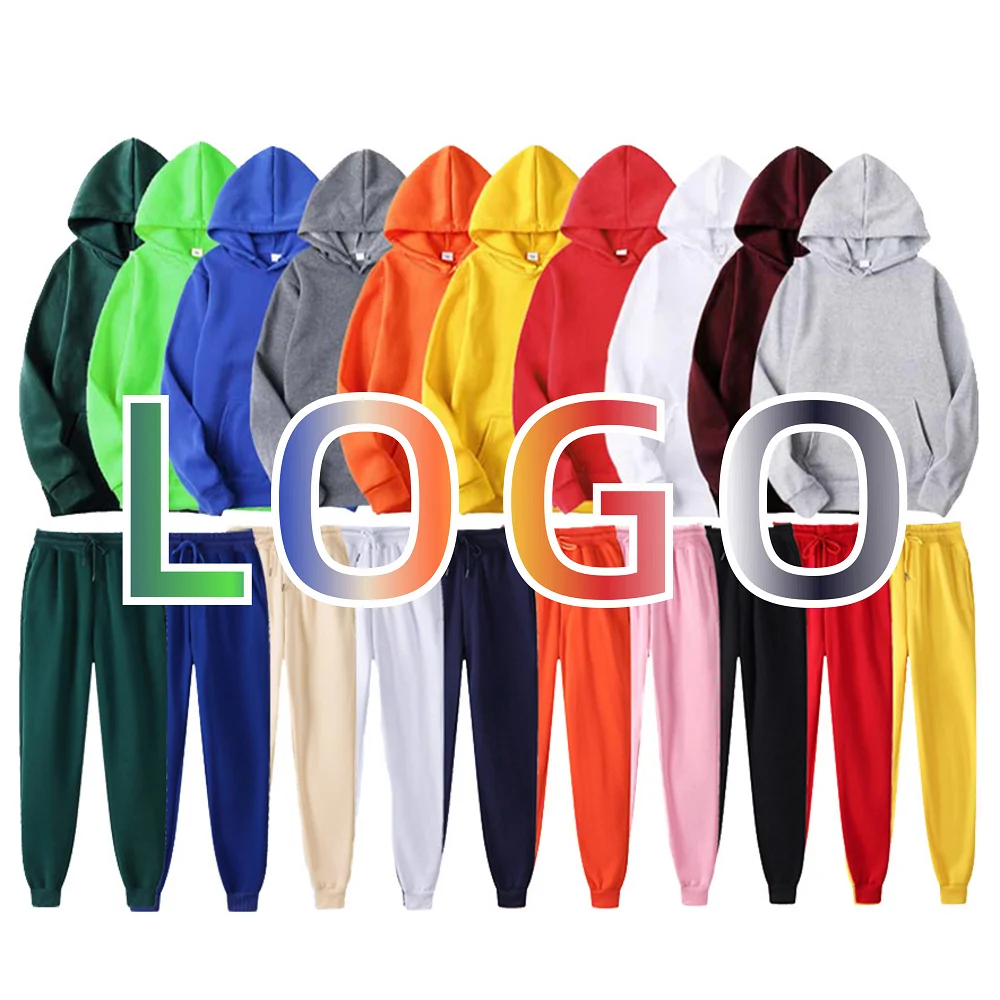 

Custom Embroidery Embossed Design Clothing Manufacturers Oversized Fleece Unisex Womans Men Man Jogger Sets Hoodie Sweatsuit, Customized color