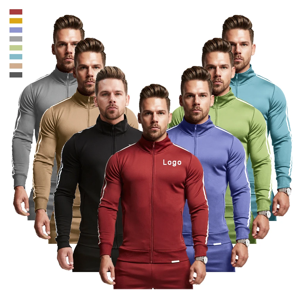 

Custom Blank Sportswear Cotton&Polyester Zipper Jackette Mens Jogger Tracksuit For Men