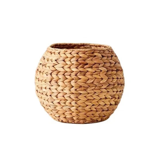 

OEM Handicraft Woven Water Hyacinth Plant Storage Basket, Natural color