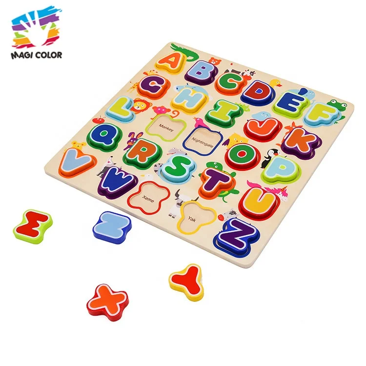 
Ready To Ship educational baby wood toy animal alphabet puzzle for early learning W14B113 