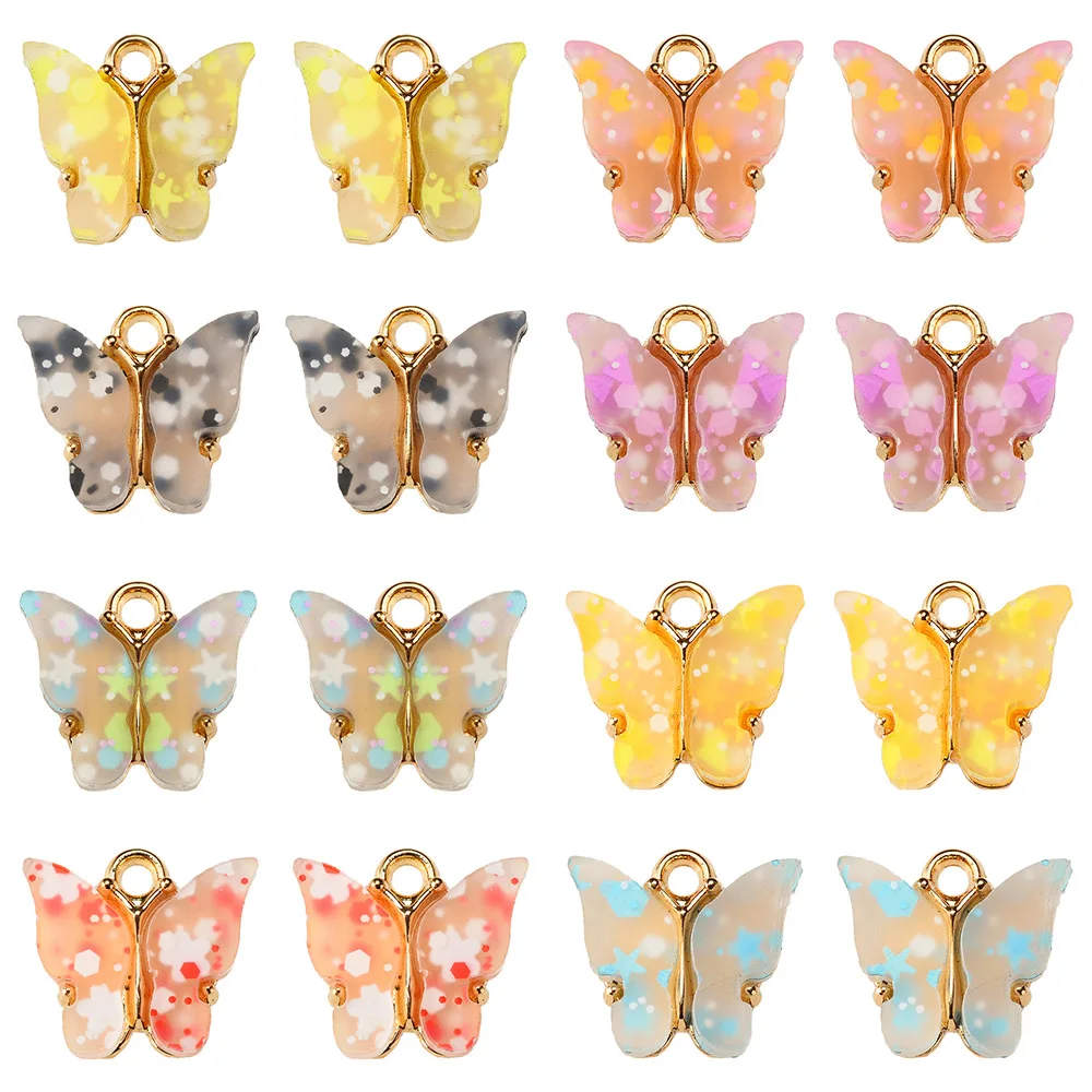 

Colorful Spotted Acrylic butterfly charms pendants for jewelry making DIY handmade Accessories Charms