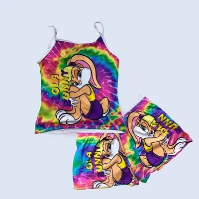 

2021 Summer Tank Top and Shorts Sleepwear Cartoon 2 Piece Pajamas Set