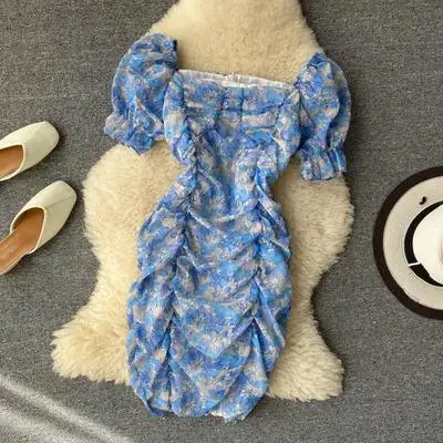 

2021 Latest Design Women French Fashion Floral Printed Bodycon Dress