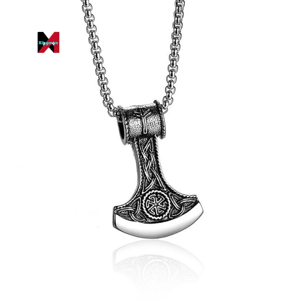 

2022 Stainless Steel Chain Nordic Viking Rune Alphabet Amulet Pendant Necklace Hanging Into Men's Cross Supply Wholesale