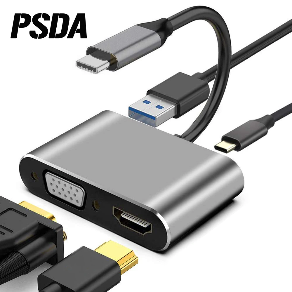 

PSDA Type C to HD docking 4K usb c HD PD charging for Samsung S10 Huawei Mate Pro MAC USB-C HUB HD dock VGA Adapter