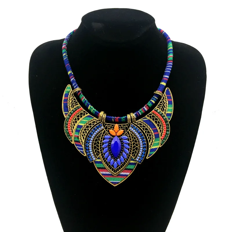 

Long Exaggerated Bohemian Tribal Ethnic Tribal Wind Pendant Necklace Color Alloy Diamond Bead Women'S Jewelry