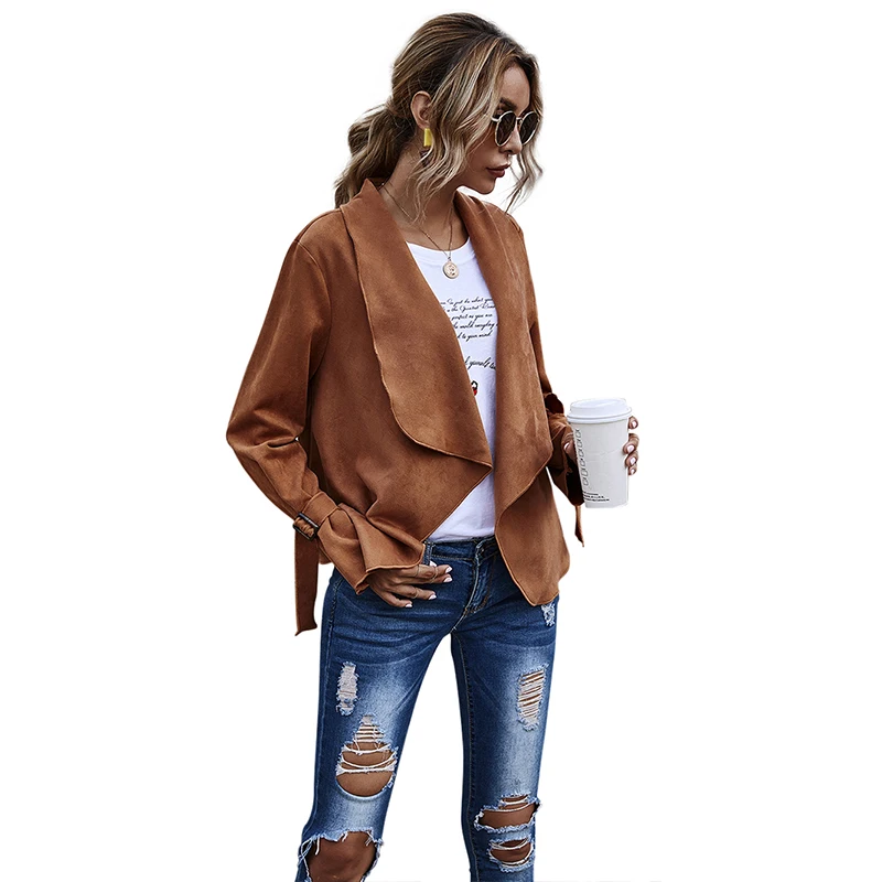 

New Loose Windproof Casual Women Clothing Brown Long Sleeve Jacket