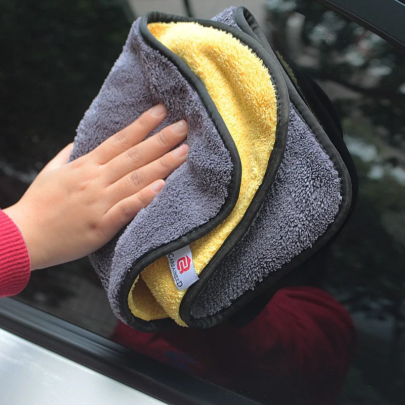 

Microfiber Auto Wash Towel Car Cleaning Drying Cloth Hemming Car Care Cloth Detailing double side quick dry cloth, 3colors